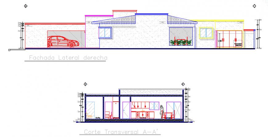 Section of Architectural small house design drawing project