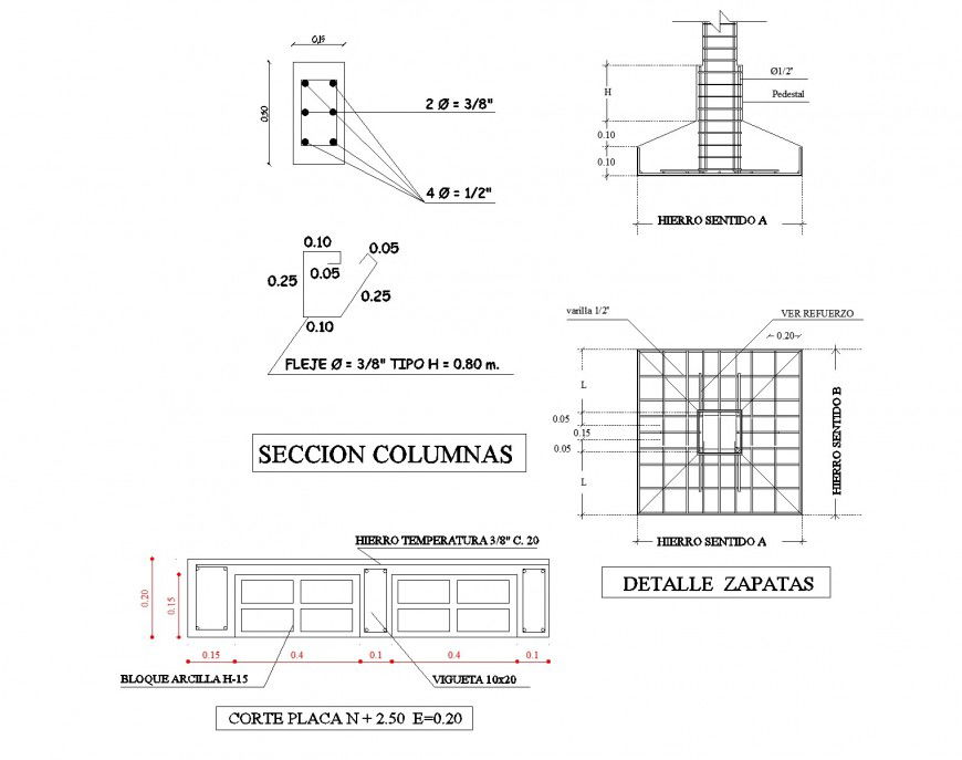 Section of column and foundation section autocad file