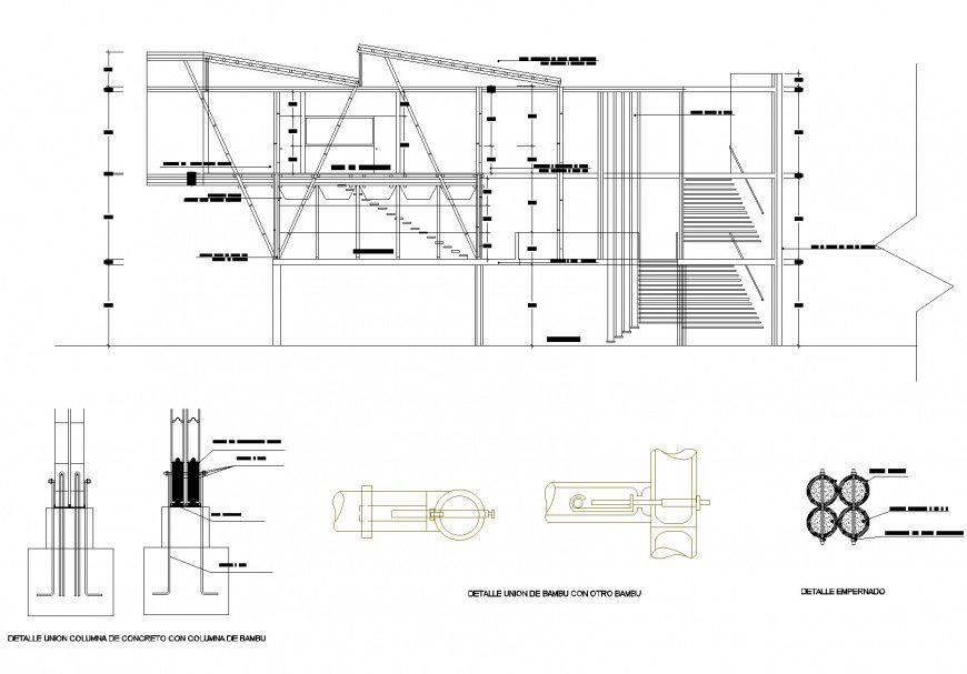 Section of commercial building and foundation plan autocad file