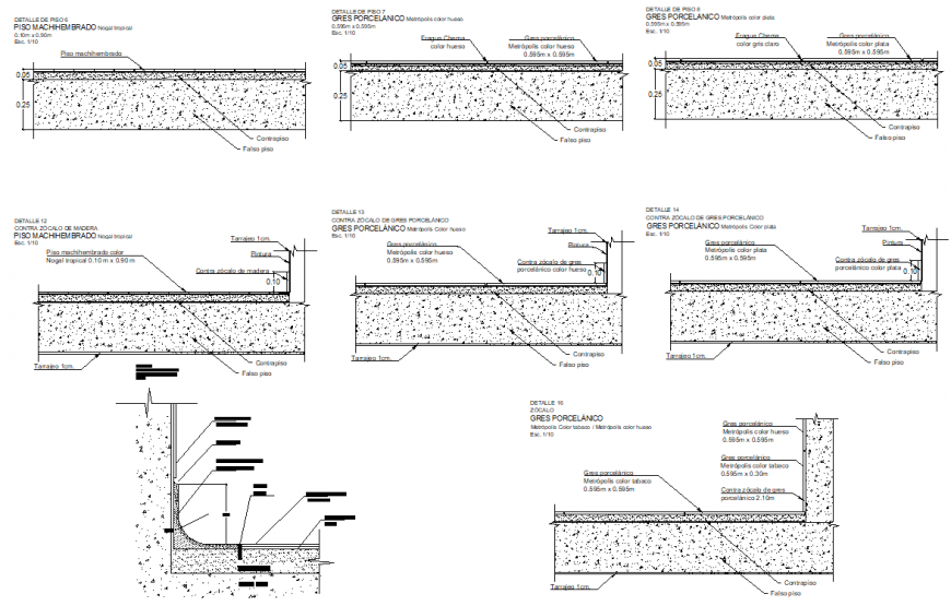 Section of flooring detail dwg file