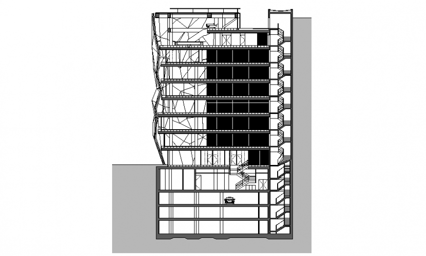 Section of high rise commercial building plan autocad file