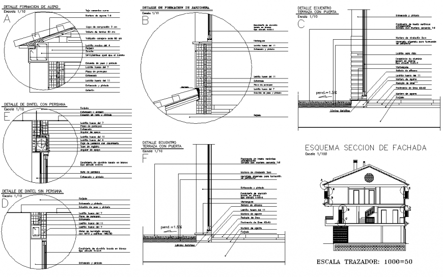 Section of house and wall detail layout file