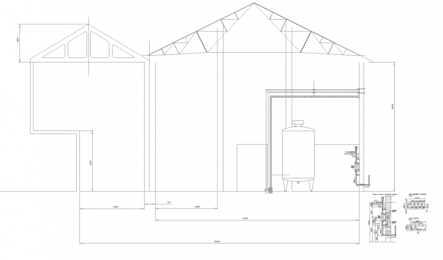 Industrial shade section drawing in CAD file format