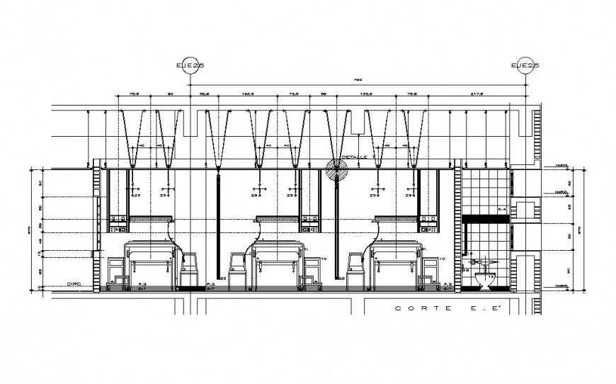 Section of internment room of hospital cad drawing details dwg file