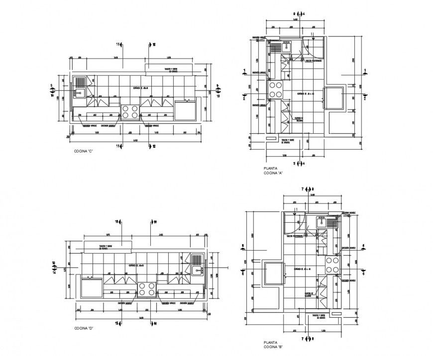 Section of kitchen construction block detail 2d view autocad file