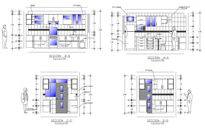 Section of kitchen layout file in Autocad format