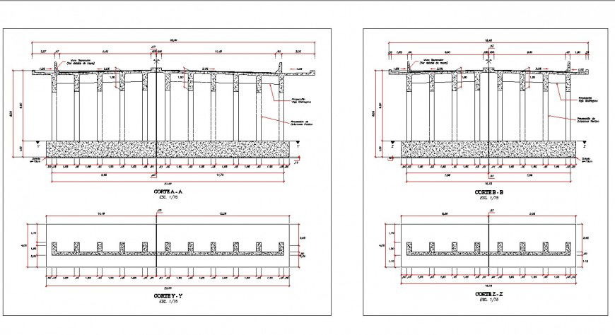 Section of Pre stressed bridge plan autocad file