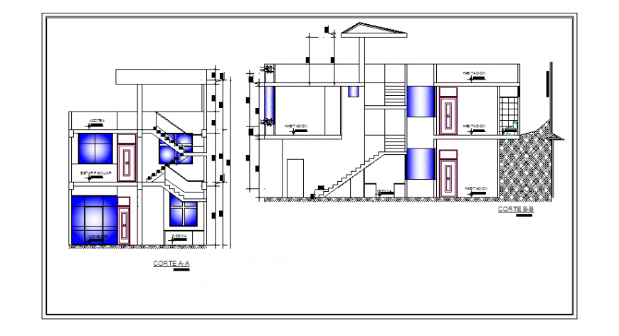 Section of Proposed one family home design drawing