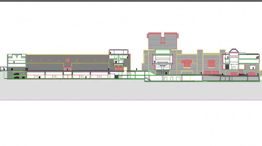 Section of restaurant building plan layout file