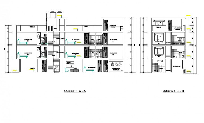 Section of single family home planning detail dwg file
