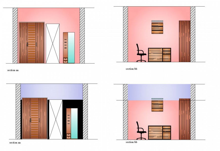 Section of the drawing room area 2d view autocad file