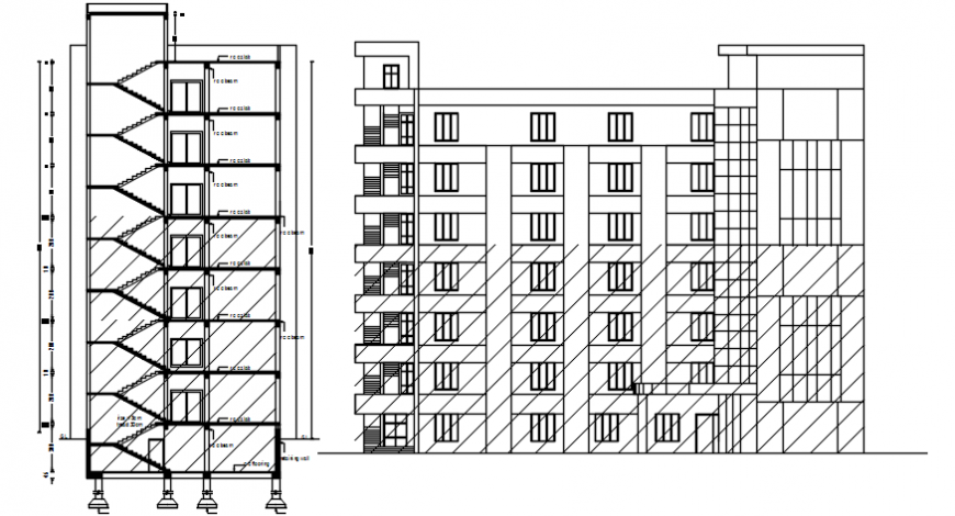 Section plan and elevation design of hospital project detail