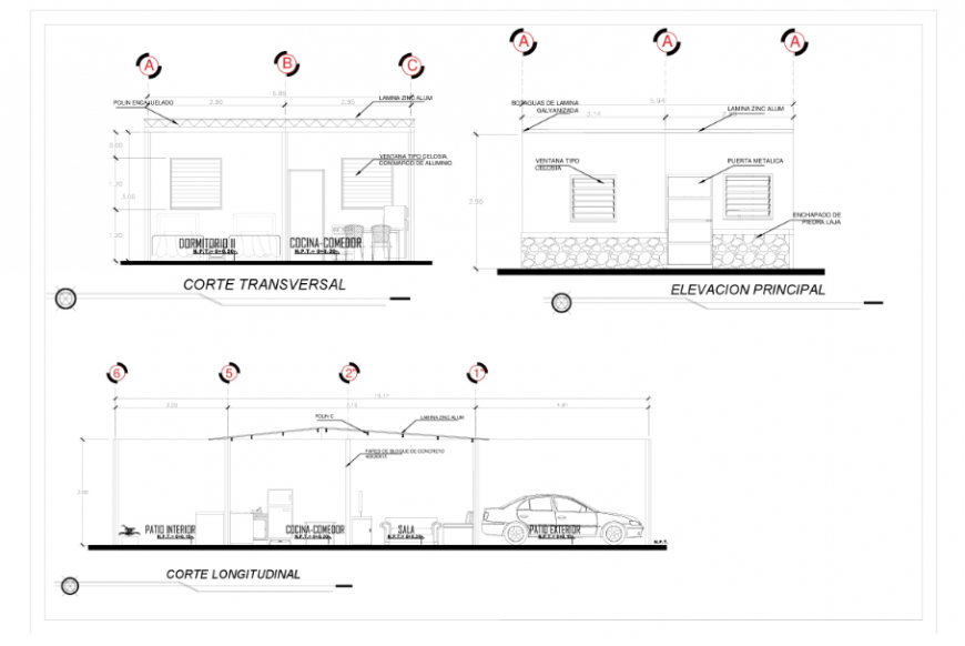 Section Plan detail design of progressive development House project