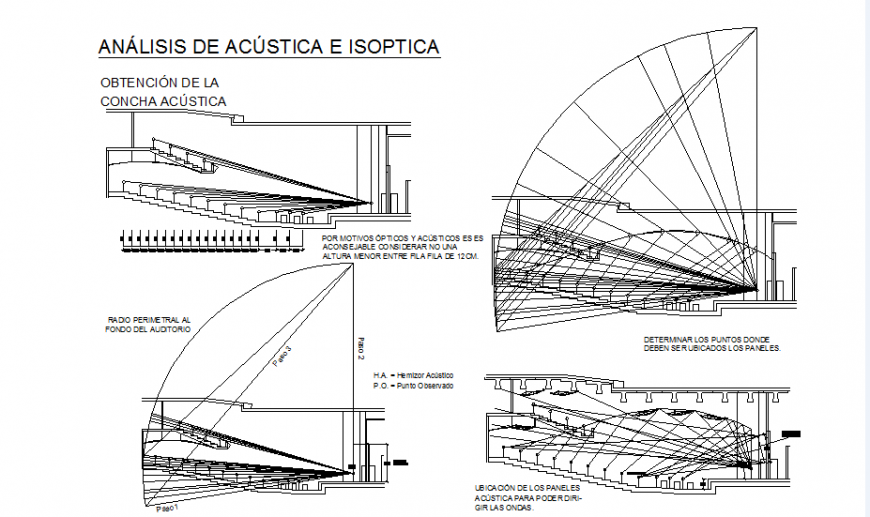 Section plan elevation Auditorium insulation acoustic layout file
