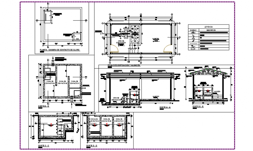 Section plan of chloride house and contact camera detail design drawing