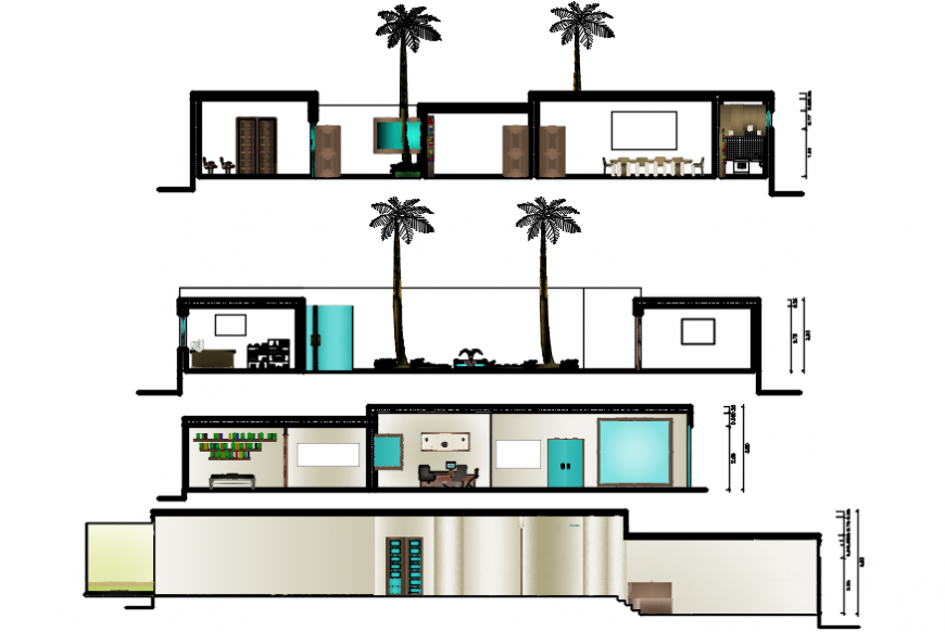 Section plan of corporate office drawing autocad file