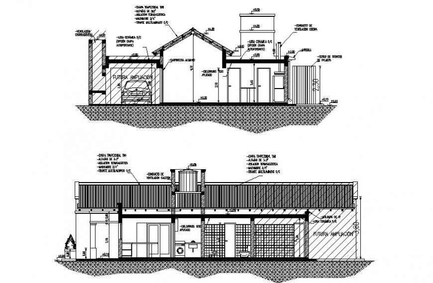 section plan of living place cad file