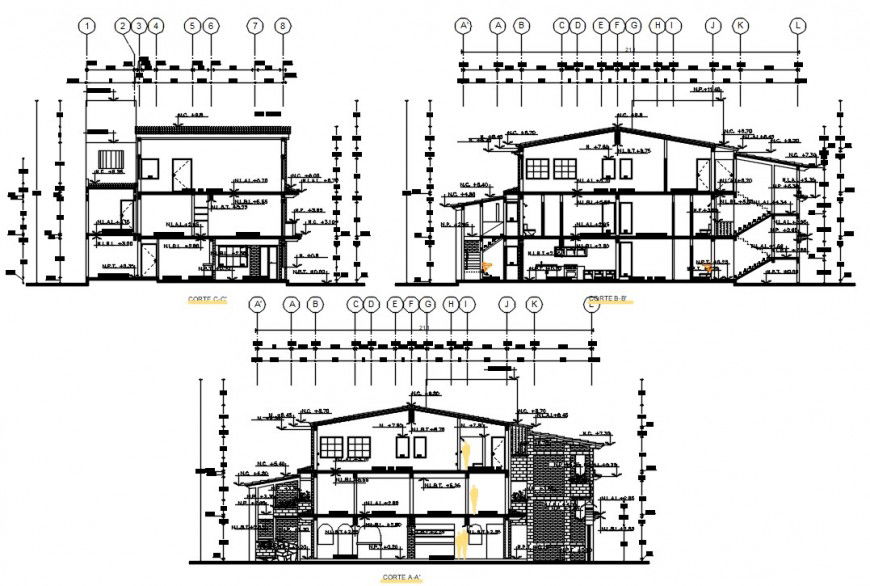 section plan of residence building cad file