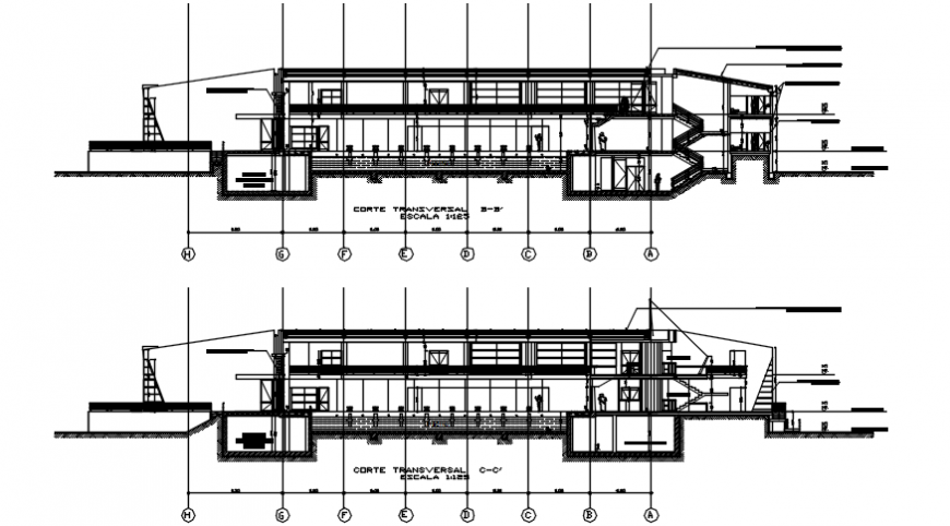 section plan plan of swimming centre project