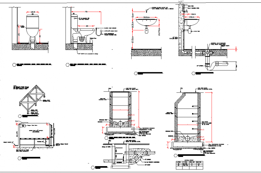 Section plumbing design detail plan detail dwg file