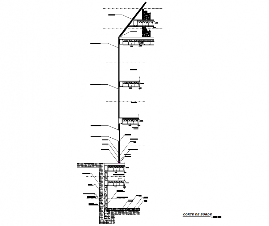 Section slab apartment building detail dwg file