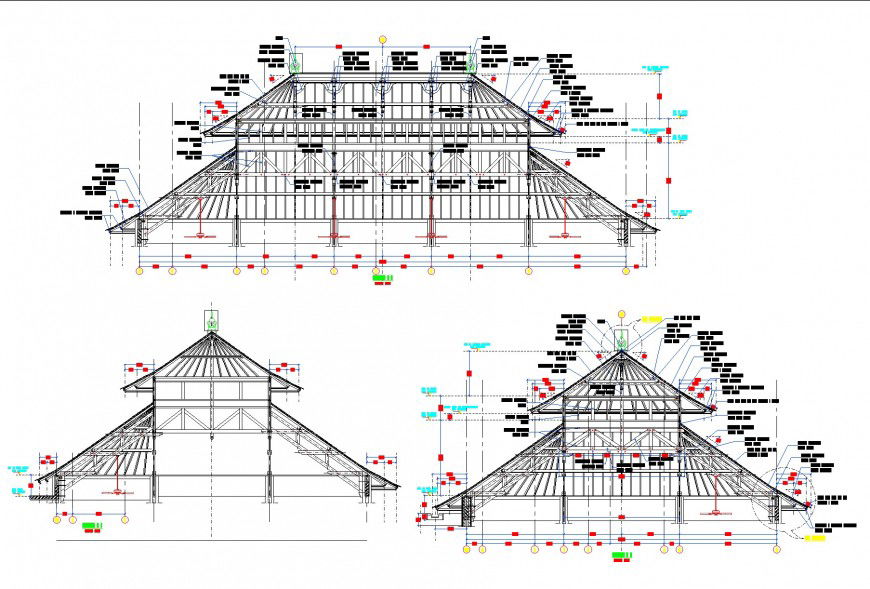 Section Traditional roof plan dwg file