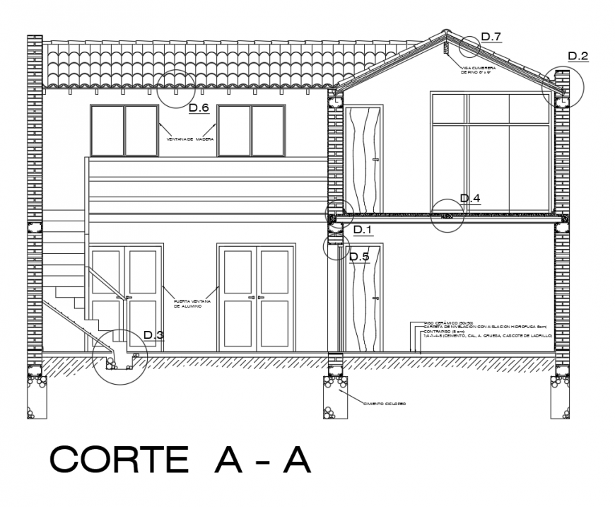 Section view of housing two plant section view dwg file