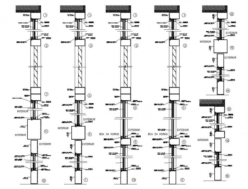 Section view of structure of metal tube position in auto cad