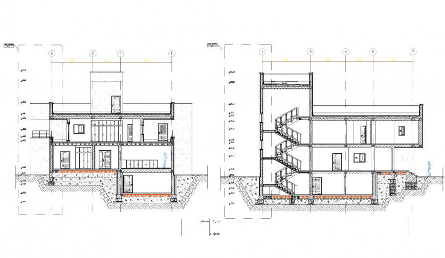 Section villa plan autocad file