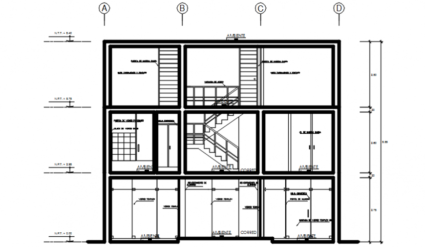 Sectional 2d drawings of house autocad software file