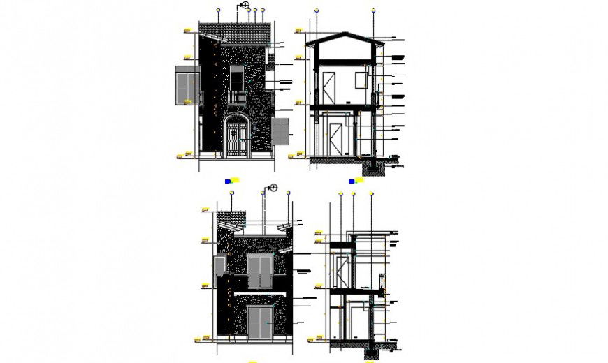Sectional  detail of a house, side view detail dwg file