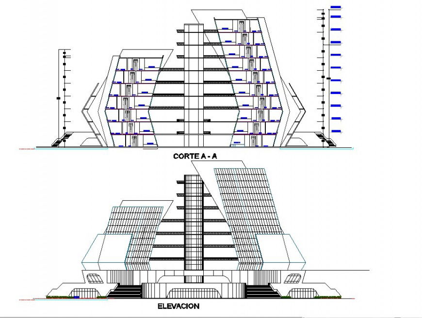 Sectional detail of a modern building design model