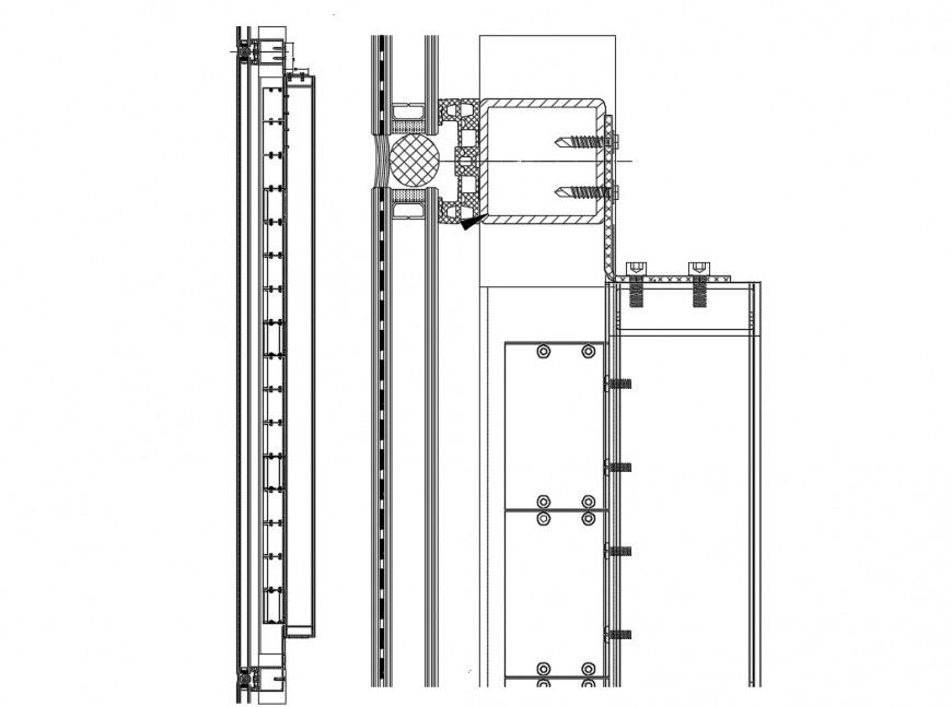 Sectional block of construction units 2d view layout file in dwg format