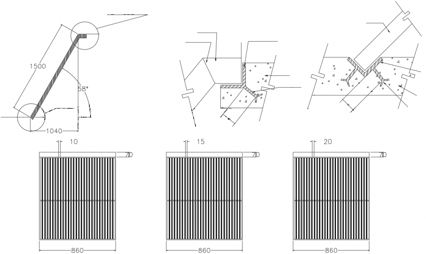 Sectional detail of 2d construction unit autocad file