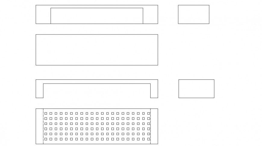 Sectional detail of a bench detailing dwg file