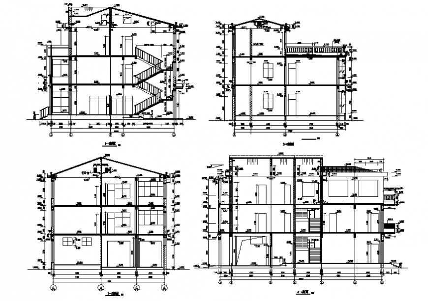 Sectional detail of a building with dimension detail dwg file