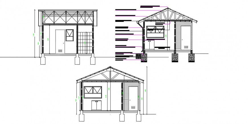 Sectional detail of a house dwg file