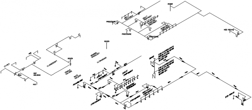 Sectional detail of a installation of hospital 2d file concept model dwg file