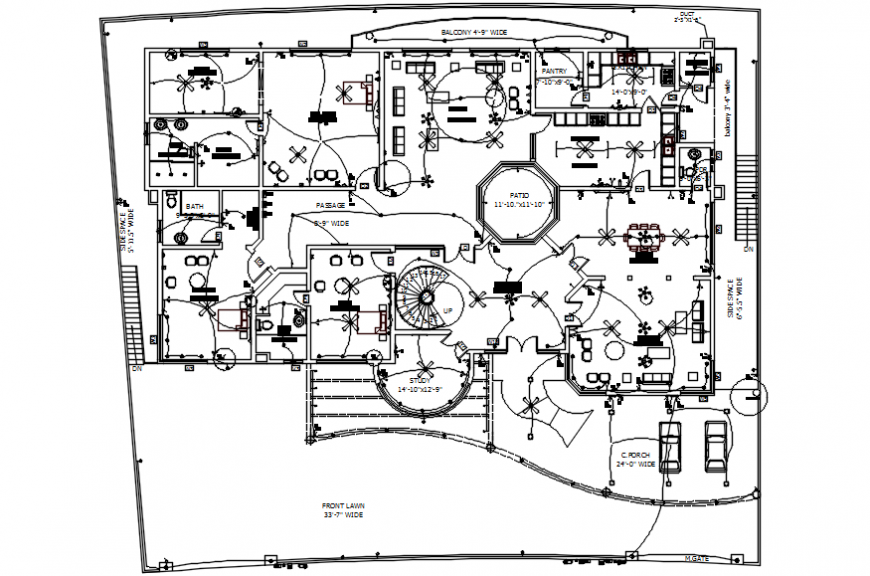 Sectional detail of a villa and electric detail