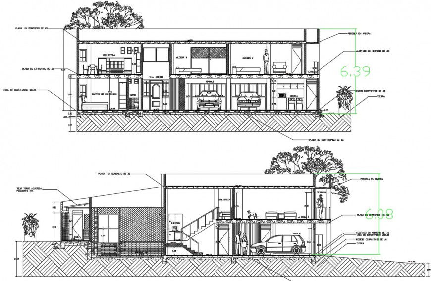 Sectional detail of a villa interior file