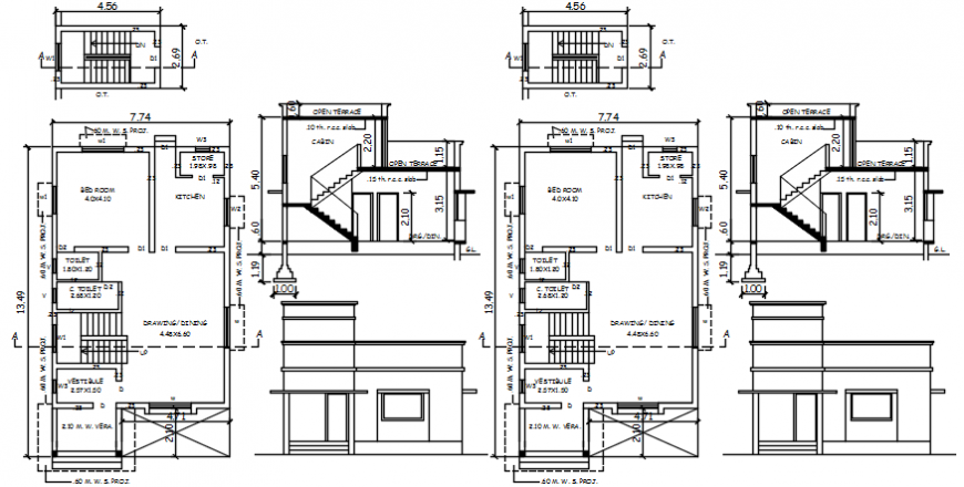 Sectional detail of a villa plan concept