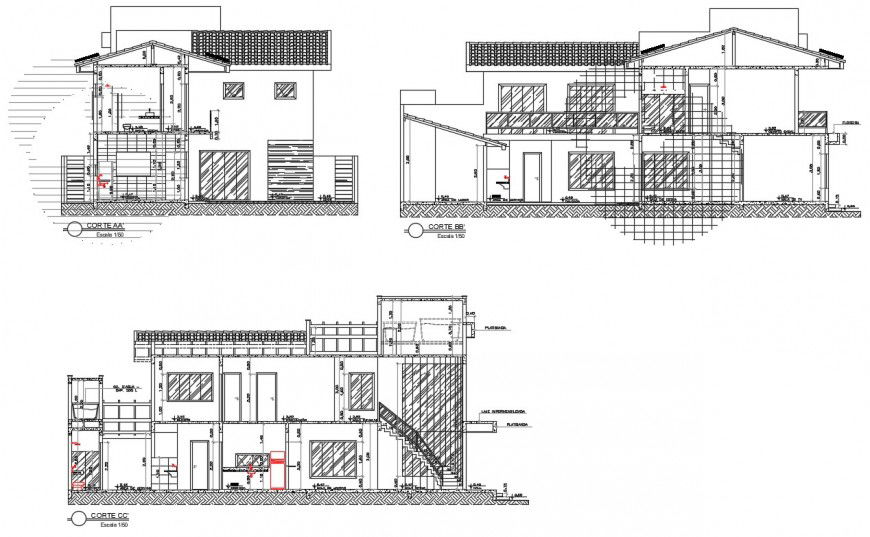 Sectional detail of an apartment 2d view CAD block autocad file