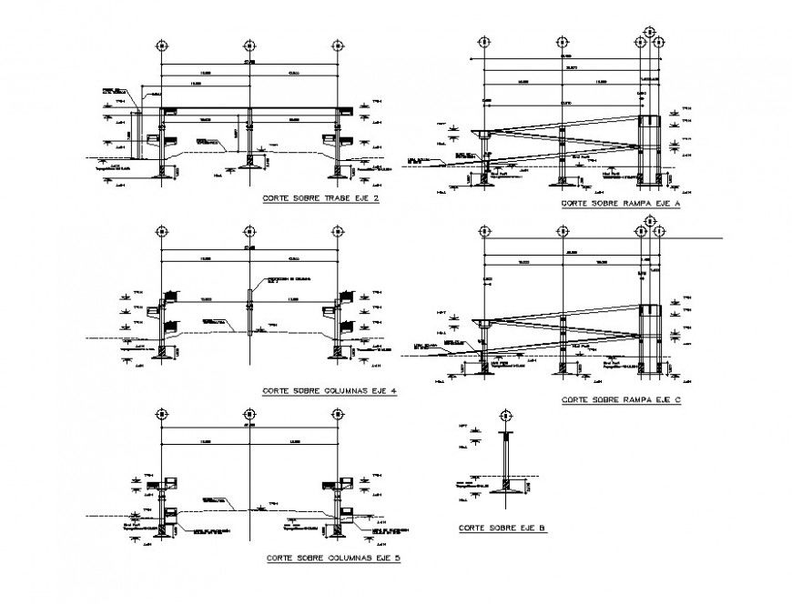 Sectional detail of column structure 2d view CAD construction block layout dwg file