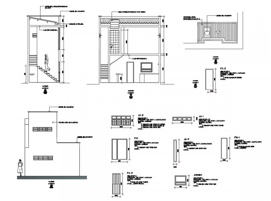 Sectional detail of commercial building in auto cad file