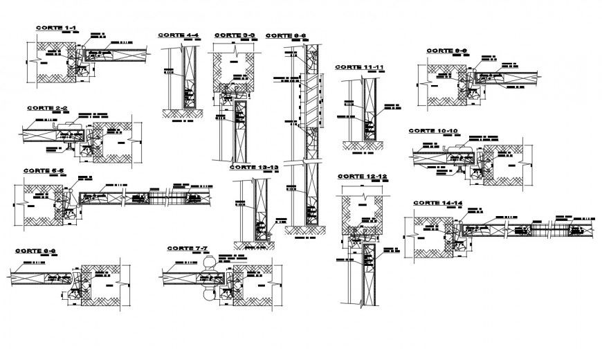 Sectional detail of construction blocks 2d view dwg file
