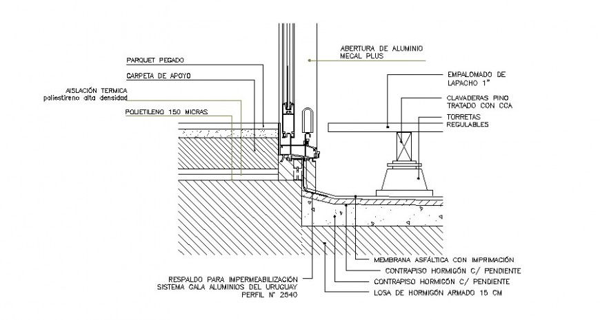 Sectional detail of construction units details drawing in dwg format