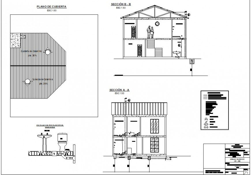 Sectional detail of house 2d layout CAD structural block autocad file