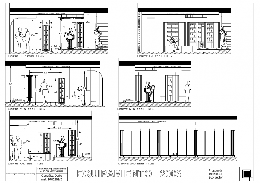 Sectional detail of library building block autocad file