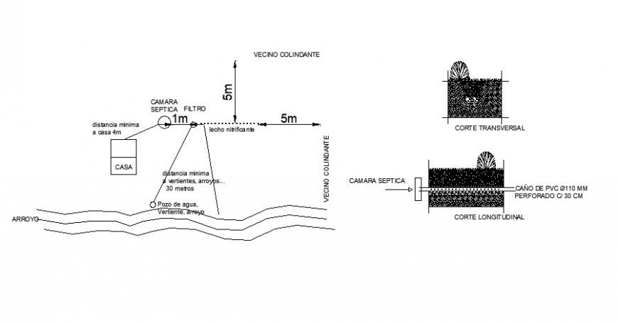 Sectional detail of planter 2d view autocad file