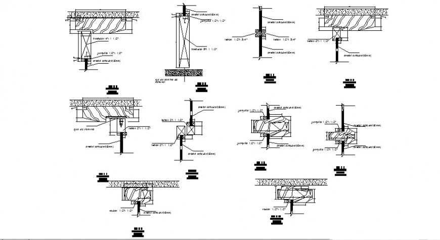 Sectional detail of structural unit 2d view autocad file